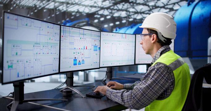 Engineer Monitoring Gas Power Plant Control Room