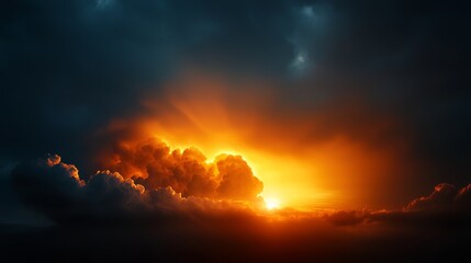 Dramatic sunrise over cloudy horizon nature landscape evening sky serene environment atmospheric viewpoint captivating concept