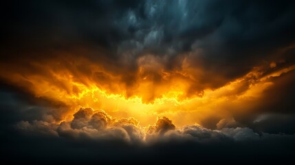 Fototapeta premium Dramatic sunset overcast sky nature landscape cloud formation sunset colors atmospheric view beauty of nature