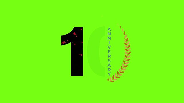 10th Anniversary Celebration Vector Badge with Target Icon and Laurel Wreath