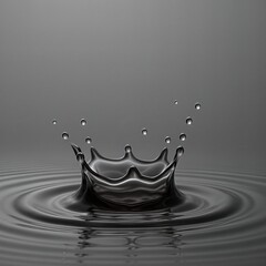 Silver water crown splash in studio macro