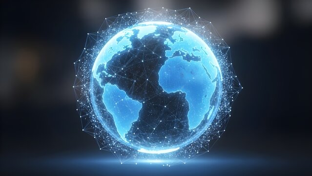 Digital earth hologram global communication technology concept