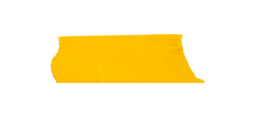 Yellow masking tape, plastic scotch, on a transparent background.