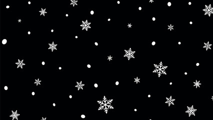 White snowflakes on dark background, winter festive vector illustration
