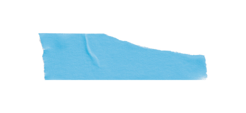 Light blue masking tape, plastic scotch, on a transparent background.