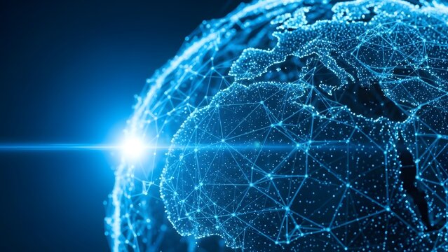Global network connection with light burst data transmission and digital communication - Powered by Adobe