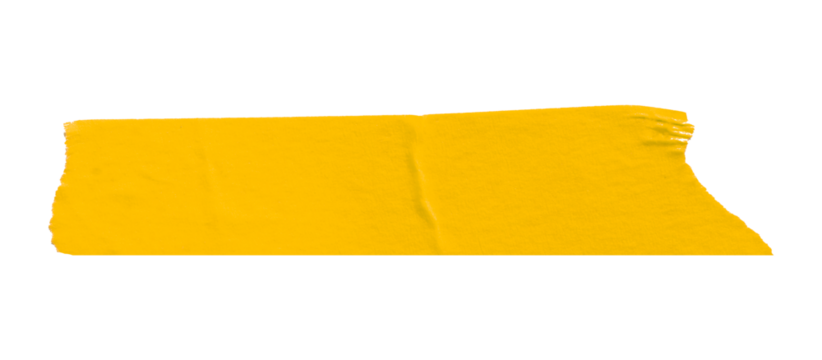 Yellow masking tape, plastic scotch, on a transparent background.