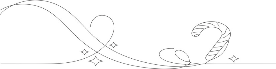 Christmas Candy Cane Line Art Editable Stroke &ndash; Cute Holiday Line Separator