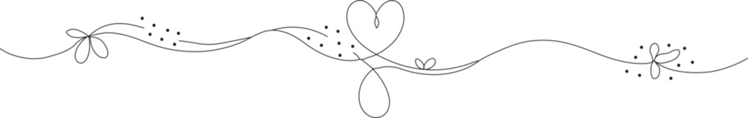 Minimalist Continuous Line Heart Divider &ndash; Love & Romance Banner Illustration