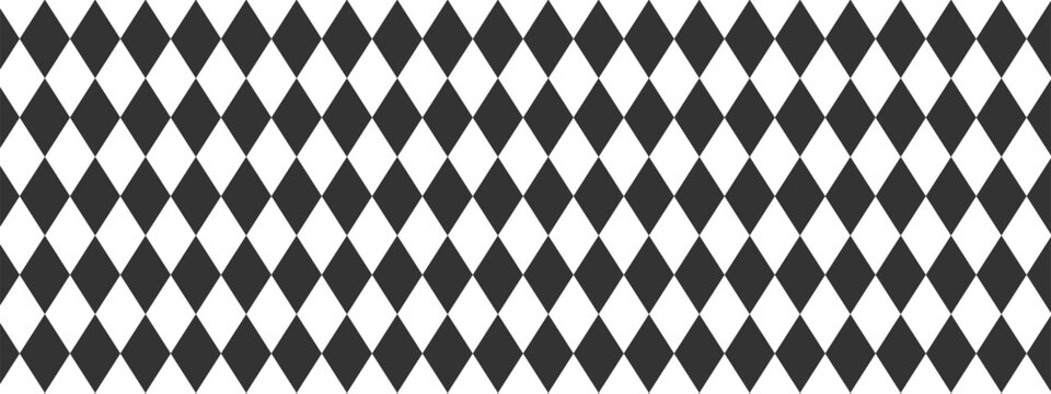 Harlequin seamless pattern. Geometric background with with black and white rhombus. Circus or masquerade ornament