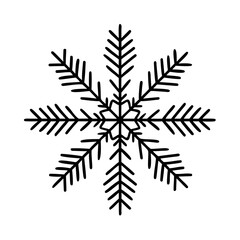 Symmetrical Snowflake Illustration with Thin Lines