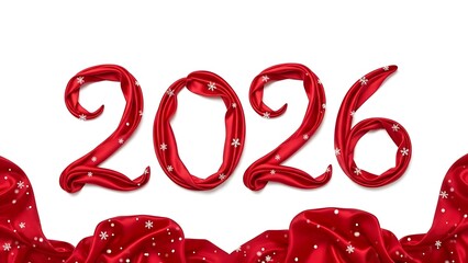 Fototapeta premium Red Silk Cloth Shaped as 2026