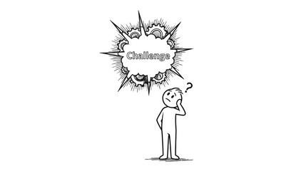 Illustration of a person facing a challenge with a question mark above their head.