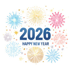 Gold illustration of a colorful firework celebration vector for a happy new year holiday card design