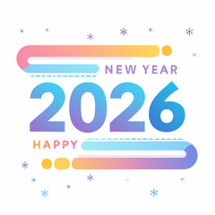 Happy new year 2026 sale design illustration card with pink heart vector symbol set for holiday celebration