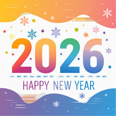 Happy new year celebration greeting card illustration with winter snowflakes and star vector design