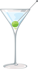 グラスに注がれたカクテルのイラスト（マティーニ）