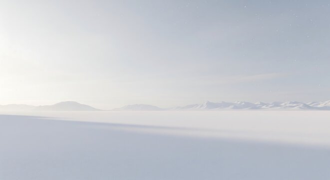 Experience serene winter landscapes with snow-covered mountains, ideal for travel, nature, and peaceful scenic backdrops in a calming, minimalist style