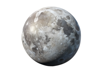 Detailed Full Moon isolated on Transparent Background
