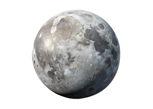 Detailed Full Moon isolated on Transparent Background