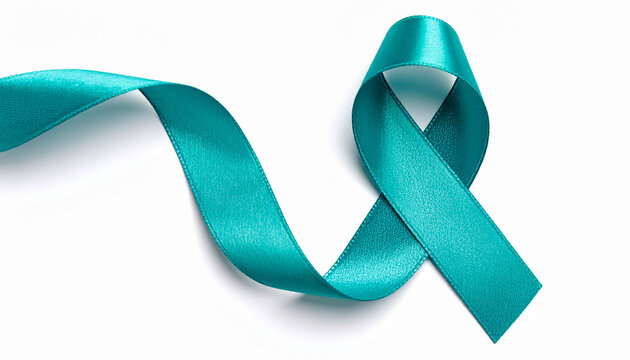 Turquoise Awareness Ribbon Ovarian Cancer Support Symbol