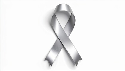 Silver Awareness Ribbon Mental Health Neurological Support Symbol