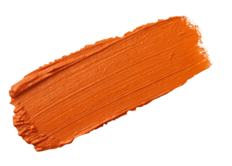 Orange Acrylic Paint Brush Stroke isolated on Transparent Background