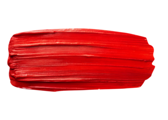Red Acrylic Paint Brush Stroke isolated on Transparent Background