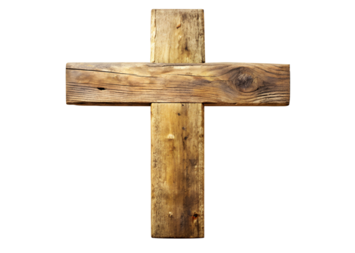 Rustic Wooden Cross isolated on Transparent Background