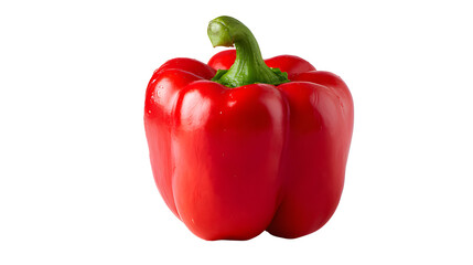 A single vibrant red bell pepper isolated on a dark background