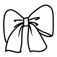 Crayon bow hand drawn with black line for element, print, illustration and fashion