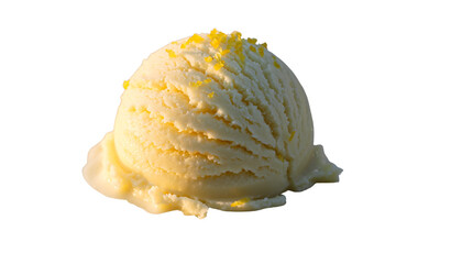 Fototapeta premium Lemon ice cream scoop isolated on white, a sweet and refreshing frozen dessert.