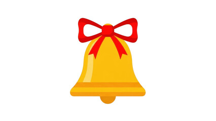 Festive Golden Bell With Red Bow On Black Background Illustration