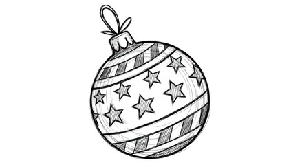 Handdrawn Christmas Bauble With Stars On Black Background