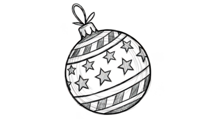 Handdrawn Christmas Bauble With Stars On Black Background