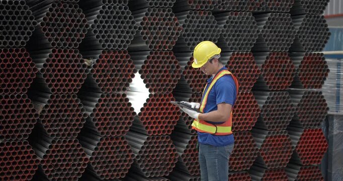 Metal sheet worker inspect materials to ensure they meet quality standards, precisely count inventory, and enhance environmental assurance in heavy industrial roofing and infrastructure projects.
