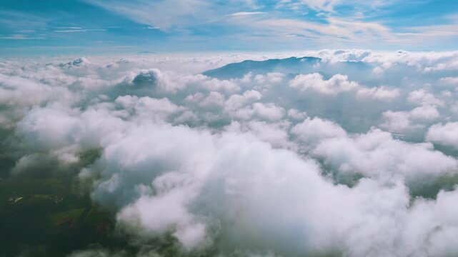 Aerial Hyperlapse of Mountain Hills and Moving Clouds in Bao Loc, Vietnam