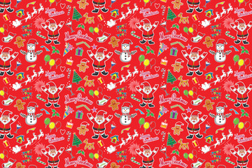 Seamless Illustration vector pattern of Christmas with signs and symbols of Christmas design drawing in colorful vector