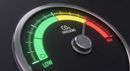 CO2 Emissions Gauge Meter Showing High Levels gigapixel visible
