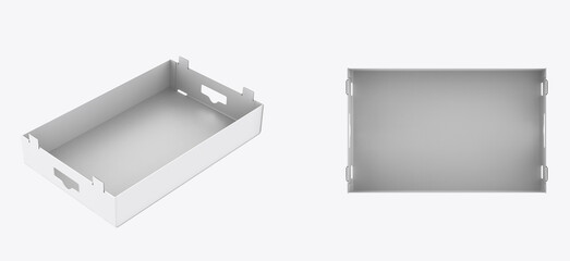 Cardboard Box  mockup Isolated On White Background. 3d illustration