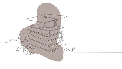 hand-drawn line art vector illustration of a graduation hat, graduation line art style vector.