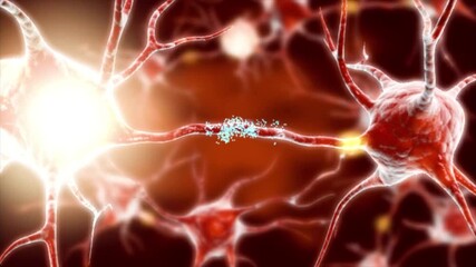 Repairing apoptotic and severed brain nerves and restoring neuronal signal transmission at synapses. Neuronal and synaptic activity, brain nerve therapy, biological concepts, 3D rendering.