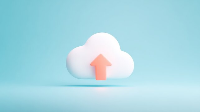 Cloud symbol signifies data upload or progress graphic shows cloud with upward arrow indicating data transfer