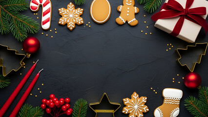 Christmas Baking and Decorations Flat Lay cookies gingerbread