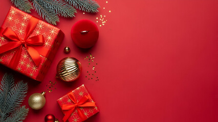 Christmas Gift Box with Ring Box and Fir Branches holiday