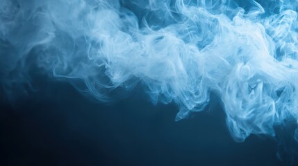 Fototapeta premium Ethereal blue smoke billows against dark backdrop vibrant azure gas swirls creating abstract patterns