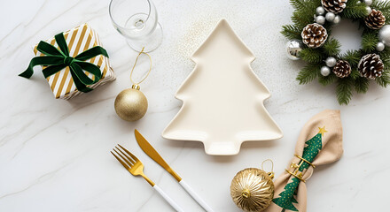 Christmas Table Setting Festive Dinner Plate image