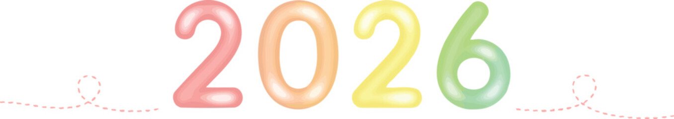 The number 2026 is made of balloons of different colors. Happy New Year celebration and festive decor. Numbers shaped the balloons' concept.