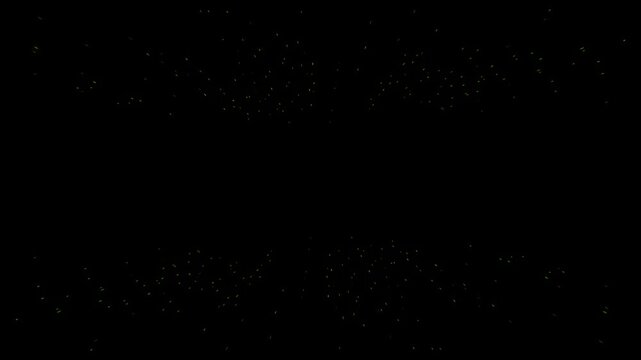 Green dots moving in zig zag motion on black background for animation loop footage, titles animation and logo overlay footage