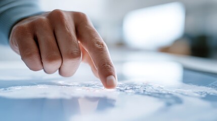 Person points at paper showing information individual indicates content on sheet of paper